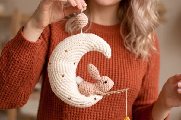 Teje Móvil Baby con Conejito y Estrellas Amigurumi (Patrón Gratis)