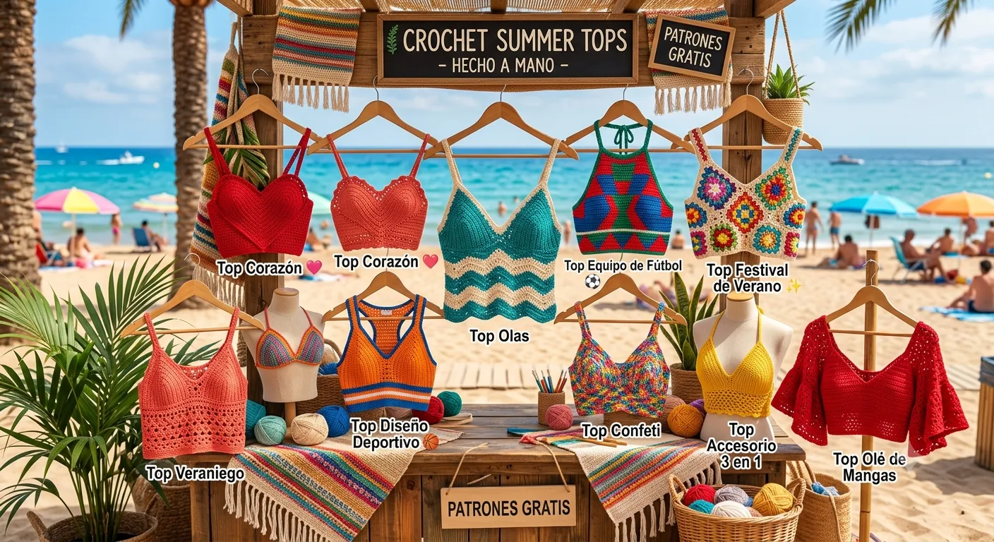 10 Patrones Gratis de Tops a Crochet Ideales para Días de Sol y Festivales