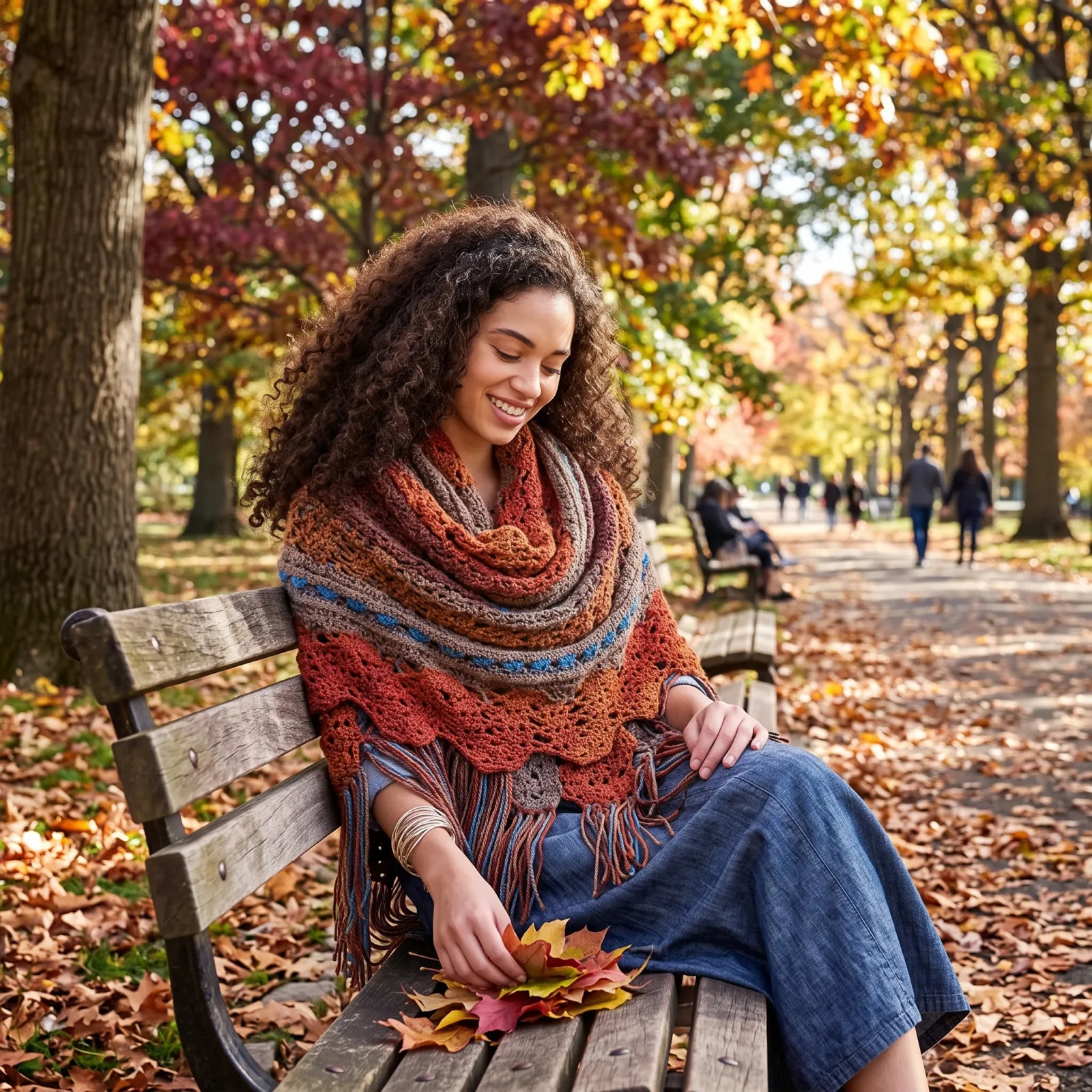Chal días de Otoño a Crochet más Elegante y Fácil (Patrón Gratis)