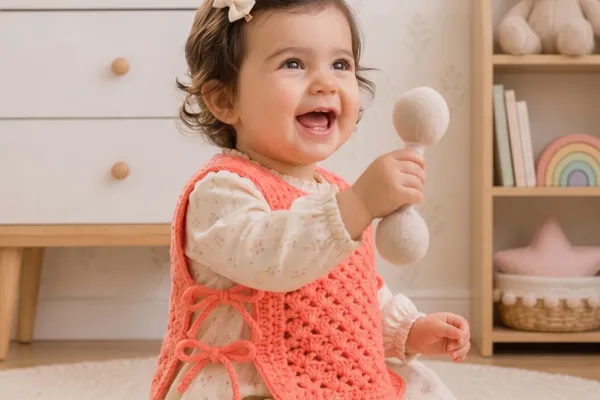 Chaleco Mimos y Abrazos para Bebés a Crochet (Patrón Gratis)