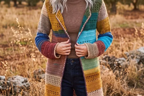 Teje el Cardigan Luz de Otoño en Crochet (Patron Gratis)