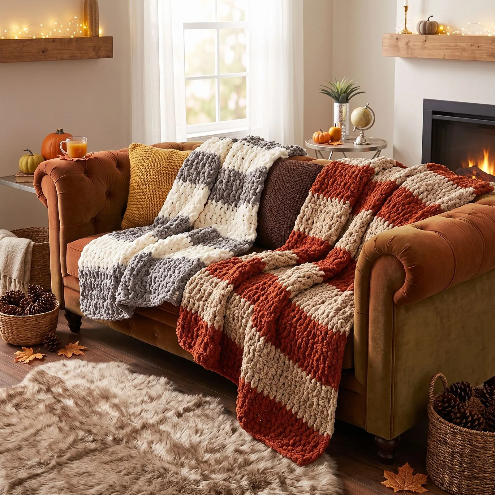 Manta de Felpa Otoño Invierno a Crochet Facil (Patron Gratis)