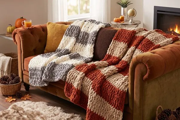 Manta de Felpa Otoño Invierno a Crochet Facil (Patron Gratis)