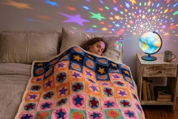 Manta de Estrellas en Cielo Boreales en Crochet (Patrón Gratis)