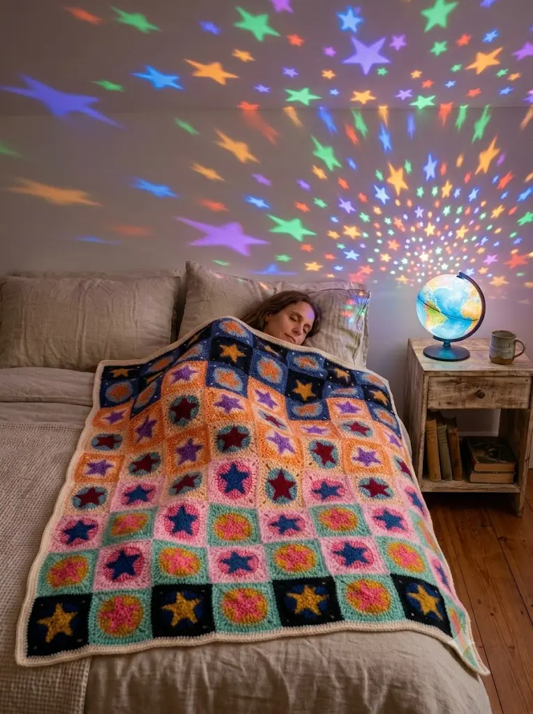 Manta de Estrellas en Cielo Boreales en Crochet (Patrón Gratis)