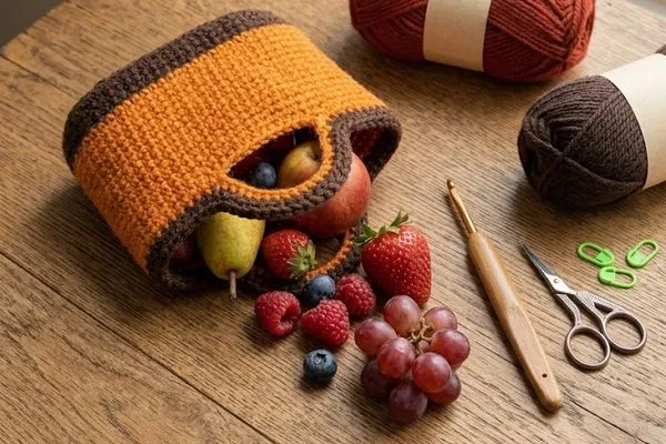 Mini Bolsa de Compras para Frutas en Crochet (Patrón Gratis)