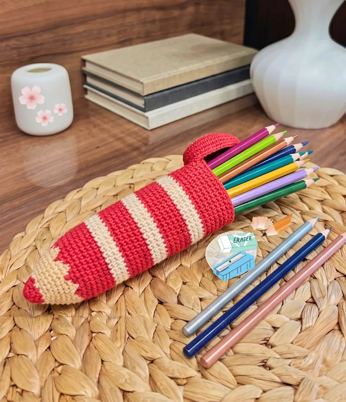 Cartuchera en Forma de Lápiz a Crochet Fácil (Patrón Gratis)