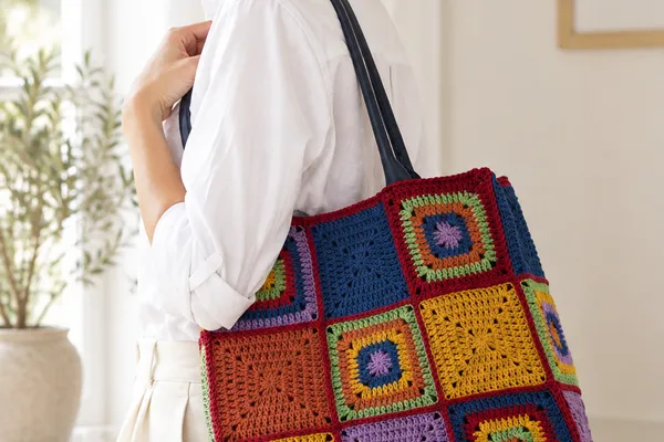 Bolso Tote Bloques de Color a Crochet Moderno (Patrón Gratis)