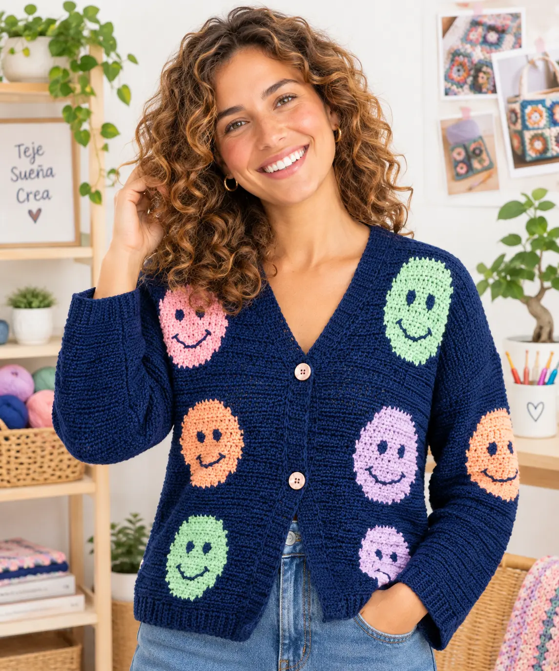Teje pura Alegría! Cárdigan Caritas a Crochet Patrón gratis