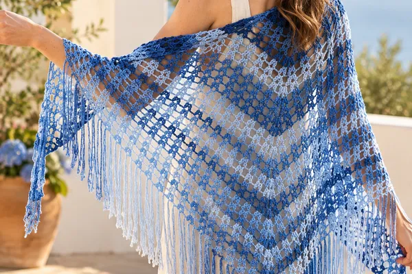 Teje el Chal Brisa Marina a Crochet más Elegante (Patrón Gratis)
