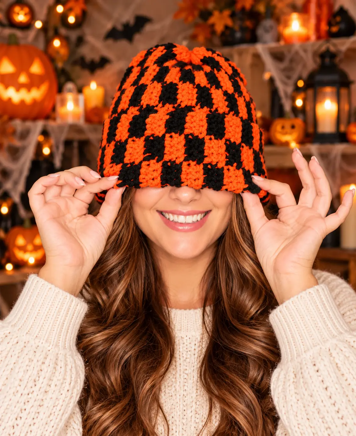 Teje el Gorro Halloween en Punto Escocesa MAS VIRAL! Patron